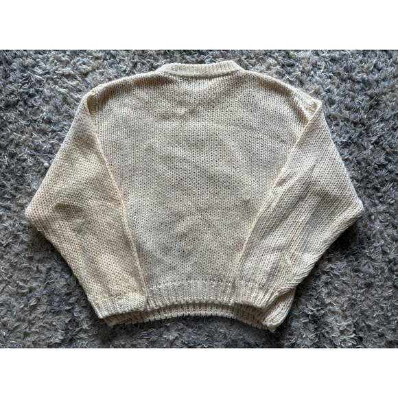 Vtg Rafferty Chunky Knit Cream Sweater Sz L Floral Grandpacore - Picture 6 of 7